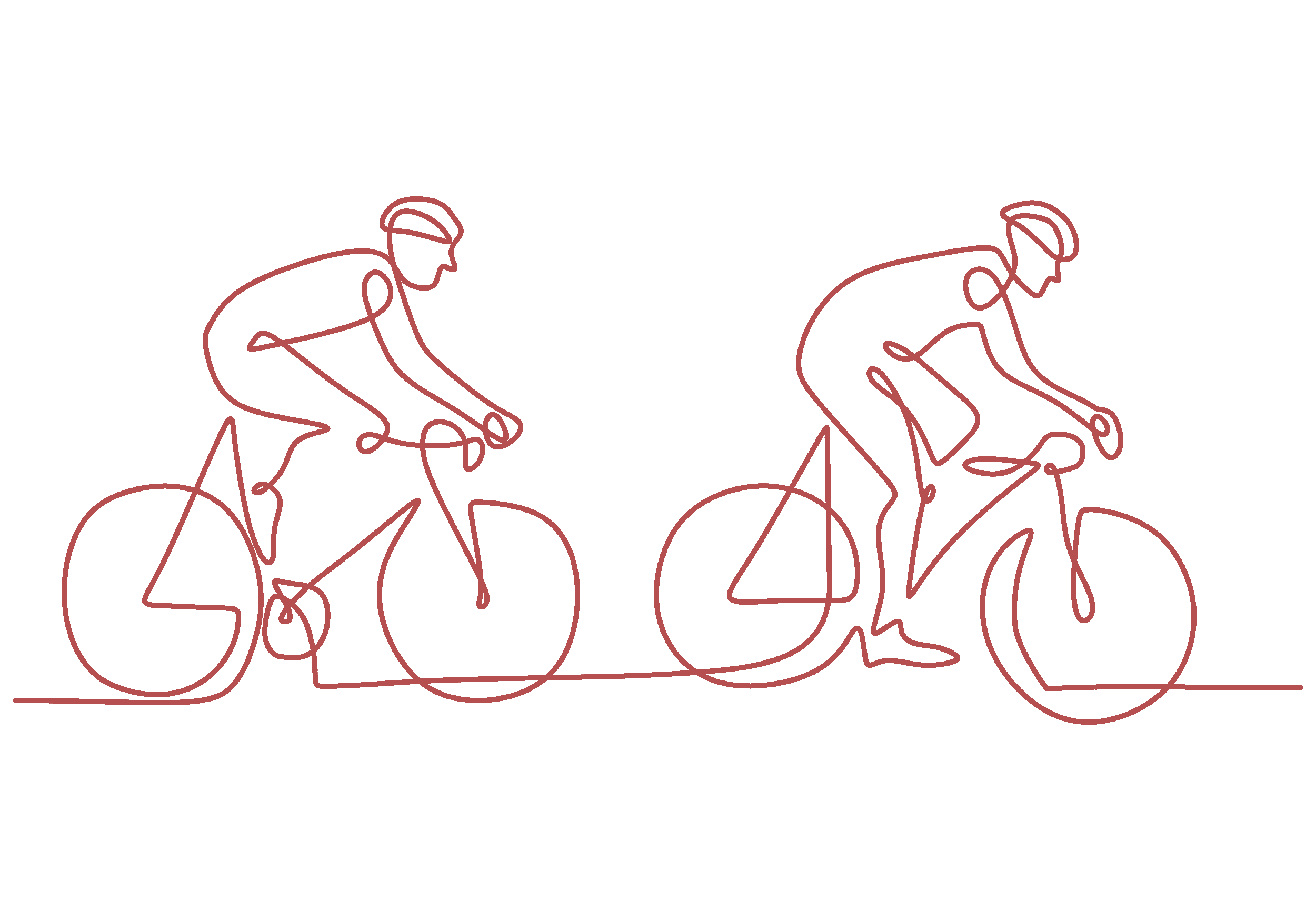 Pair of red cyclists