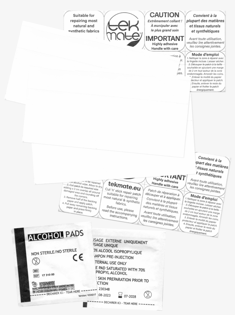tekmate pack of 5 transparent patches measuring 10 cm x 5 cm ea.
